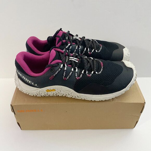 IN BOX MERRELL TRAIL GLOVE 7 PINK AND BLACK WALKING TRAIL RUNNERS WORN ONCE SZ 9 - Picture 7 of 13